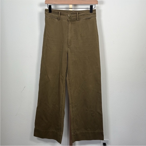 Apiece Apart Merida Olive 100% Cotton Wide Leg Pants (2) - Picture 4 of 6